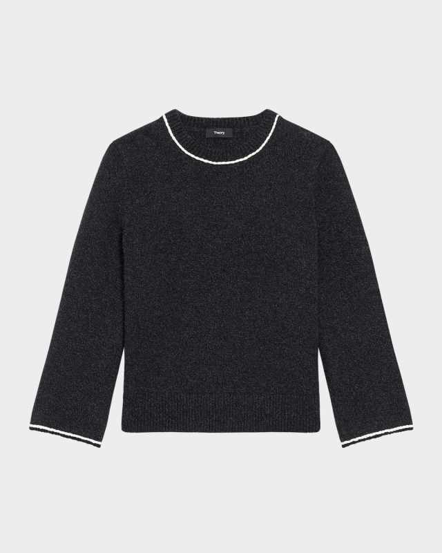 Stitched Wool-Cashmere Crewneck Sweater